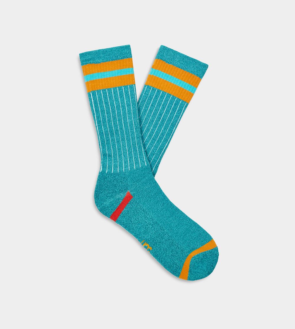 Ugg Noel Three Stripe Crew - Mens Socks - Marina Blue Multi - NZ (0341VMIJU)